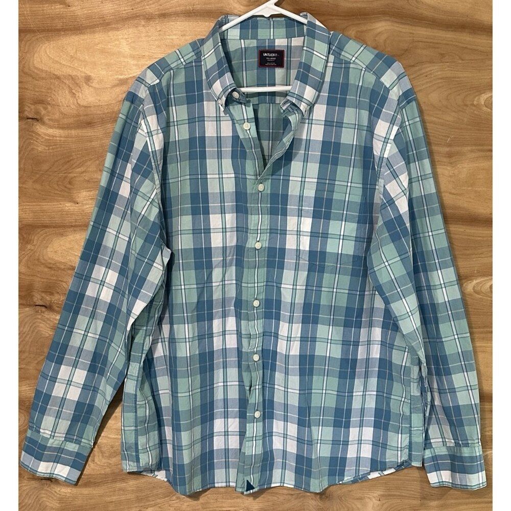 Untuckit Men 2XL regular Fit button Down Shirt Wrinkle Free Cotton Plaid